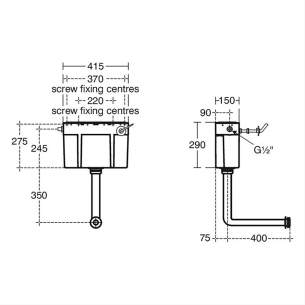 Armitage Plastic Cisterns -  Armitage Shanks Conceala 3 Concealed Syphon Operated Cistern Including Lever S1347aa