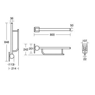 Armitage Shanks Commercial Sanitaryware -  Armitage Shanks Contemp 21 Support 80 St/st Hngd Arm G4 S6362my