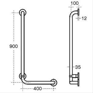 Armitage Shanks Commercial Sanitaryware -  Armitage Shanks Contour 21 90 X 40cm Ang Shower Grab Rail Left Hand S6474ac
