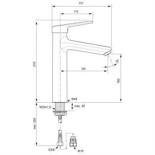 Armitage Shanks Commercial Sanitaryware -  Contour 21 Plus Basin Mixer Rmtd Grande Spt/h160 A6875aa