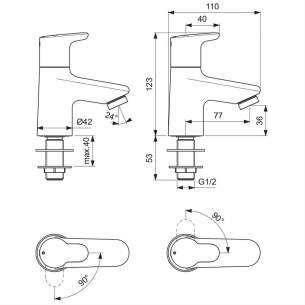 Armitage Shanks Commercial Sanitaryware -  Contour 21 Plus Basin Plr Taps Chr Pair G1/2 Bc123aa