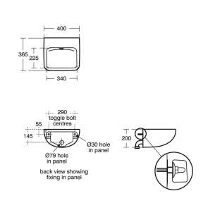 Armitage Shanks Commercial Sanitaryware -  Contour 21 Plus 40cm Back Outlet Washbasin S0679hy
