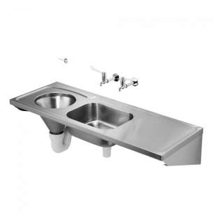 Armitage Shanks Commercial Sanitaryware -  Armitage Shanks Dee Sink 160x60 Pol Ss Bi Left Hand Slop Hopper Nth S6552my