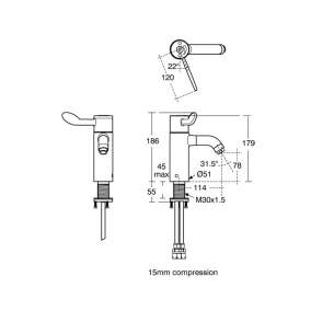 Armitage Shanks Commercial Sanitaryware -  Markwik 21 Plus 1 Hole Thermostatic Basin Mixer A6696aa