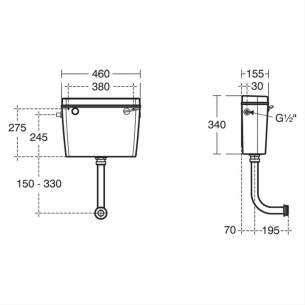 Armitage Plastic Cisterns -  Armitage Shanks Regal Cistern Si White L/l Io S115801
