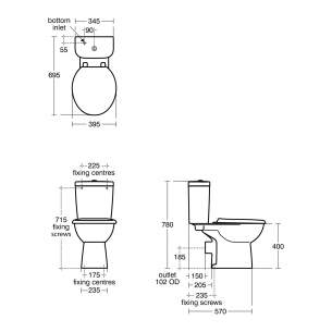 Sandringham and Baronet Sanitaryware and Accessories -  Sandringham 21 Smooth Close Coupled Wc Plus Horiz Outlet E822101