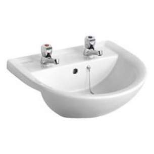 Sandringham 21 Sanitaryware -  Armitage Shanks Sandringham 21 E8961 500 Two Tap Holes Semi Countertop Basin Nch Wht E896101