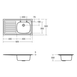 Armitage Shanks Commercial Sanitaryware -  Armitage Shanks Is Stewart In Sink 92x50 Sslh Drn200 S1299my