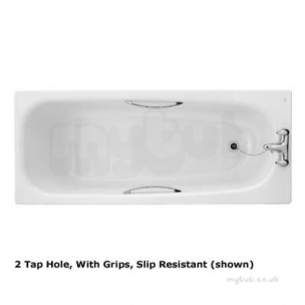 Twyfords Pressed Steel Baths -  Assisted Bath 1700x700 No Tap Slip Resist Incl Cp Grips No Cradle As1170wa