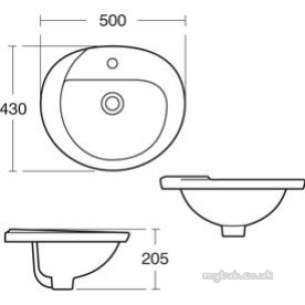 Ideal Standard Sottini Ware -  Ideal Standard Bodoni E307801 Basin 500 X 430mm Wh 1th