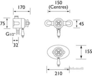 Bristan Showering -  1901 Thermo Surface Mount Shower Valve Gold