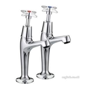 Bristan Brassware -  Value Cross Top High Neck Pillar Taps Cp