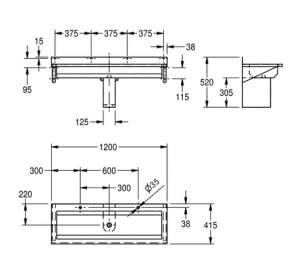 Sissons Stainless Steel Products -  Franke Sissons 1200mm Washtrough With Tap Deck Sanx120