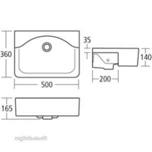 Ideal Standard Concept -  Ideal Standard Cube E7799 500mm 1rth Shrt S/c Top Basin Wh E779901