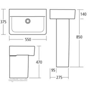 Ideal Standard Concept -  Ideal Standard Cube E788501 550mm Two Tap Holes Short Basin White