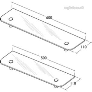 Ideal Standard Concept Accessories -  Ideal Standard Concept N1325aa Glass Shelf 600mm