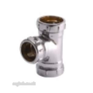 Ibp Conex Compression Fittings -  Conex 601cp Chrome Plated 22mm X 15mm X 15mm Red Tee