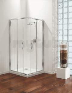 Coram Premier Shower Enclosures -  760mm Premier Corner Entry Door Pack Polished Silver Etched Satin Modesty Panel 1