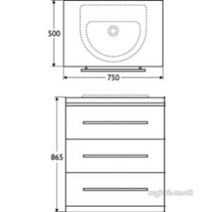 Ideal Standard Create Furniture -  Ideal Standard Create E3321 750mm Laminate Worktop Oak