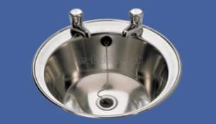 Sissons Stainless Steel Products -  D20170n 400mm Two Tap Holes Round Washbasin Ss