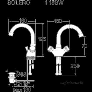 Deva Brassware -  Deva Sole113 Solerno Basin Mixer Side Puw Cp