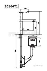 Delabie Brassware -  Delabie Electronic Mix 230v High Swivel Spout H165 L160 Lever L100