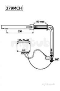 Delabie Basin Mixers -  Delabie Binoptic Mix C-wall 110 Basin Mix M3/8 Inch Mains 230/12v Plus Trans