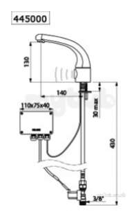 Delabie Basin Taps -  Delabie Tempomatic Basin Tap M3/8 Inch Mains 230/12v Plus Transformer