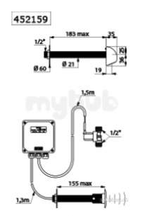 Delabie Shower Valves -  Delabie Tempomatic Cross Wall 150mm Shower Valve M1/2 Inch Mains 230/12v