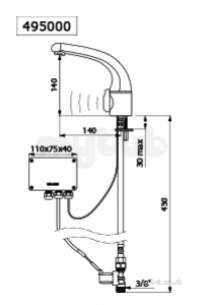 Delabie Basin Mixers -  Delabie Tempomatic Mix Basin Mixer M3/8 Inch Mains 230/12v Plus Transformer