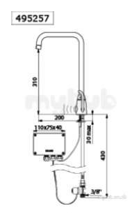 Delabie Basin Mixers -  Delabie Tempomatic Mix Pro Basin Mix M3/8 Inch 6v Batt. With Swivel Spout