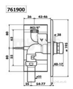 Delabie Accessories and Miscellaneous -  Delabie Tempoflux Wc Recessed Valve M3/4 Inch 7 Sec Chromed Plate 195