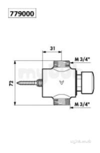 Delabie Urinals -  Delabie Tempostop Exposed Urinal Valve Mm3/4 Inch Inline 7sec Time Flow