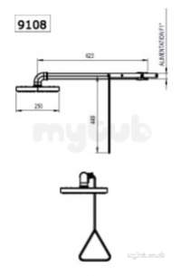 Delabie Showers -  Delabie Horizontal Safety Wall Mounted Shower