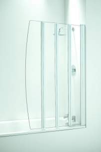 Coram Designer Bathscreens -  Coram 4 Folding Screen 865mm White/plain Glass