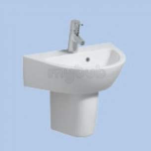 Twyford Mid Market Ware -  Twyford Fw4960 Flow Semi Ped Hr Basin Wh Fw4960wh