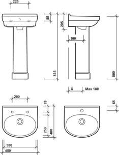 Twyford Grace Sanitaryware -  Grace Pedestal Gc4910wh Gc4910wh