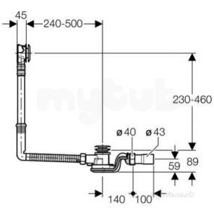 Geberit Commercial Sanitary Systems -  Push Bath Trap Overflow Puw Waste Long