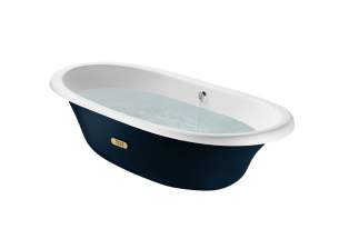 Roca Metal Steel Baths -  Eliptico Oval Cast Iron Bath With Blue Marine Exterior And Anti-slip Base 23365004