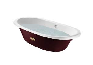 Roca Metal Steel Baths -  Eliptico Oval Cast Iron Bath With Bordeaux Exterior And Anti-slip Base 23365003