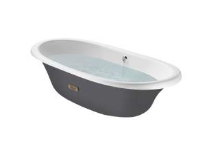 Roca Metal Steel Baths -  Eliptico Oval Cast Iron Bath With Grey Exterior And Anti-slip Base 23365000