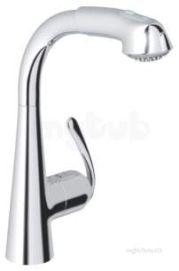 Grohe Kitchen Brassware -  Grohe Zedra Sink Mixer Pullout Spray Cp 32553000