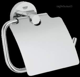 Grohe Tec Brassware -  Grohe Essentials Toilet Roll Holder With Cover 40367000