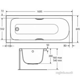 Ideal Standard Acrylic Baths -  Ideal Standard Harrow E4854 1700 X 700 If Plus No Tap Holes Bath Wh E485401