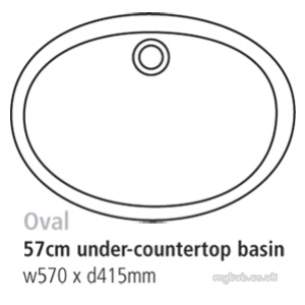 Ideal Standard Vanity Basins -  Ideal Standard Oval E2050 Under Countertop Basin No Tap Holes White E205001