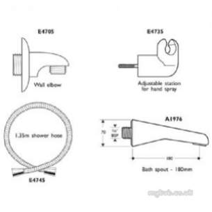 Ideal Standard Showers -  Ideal Standard Trevi E4705 Wall Elbow Cp E4705aa