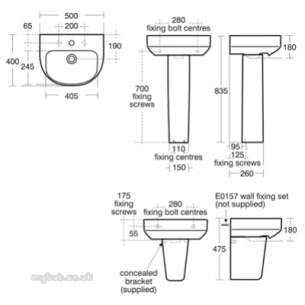 Ideal Standard Playa Sanitaryware -  Ideal Standard Playa J4668 500mm One Tap Hole Basin White J466801