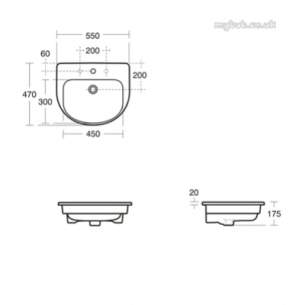 Ideal Standard Playa Sanitaryware -  Ideal Standard Playa J5027 550mm One Tap Hole Countertop Basin White J502701