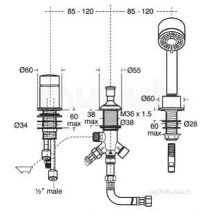Ideal Standard Sottini Brassware -  Ideal Standard H4024aa Iq Bsm Rim Mtd 3hol Ch No Spt Ch