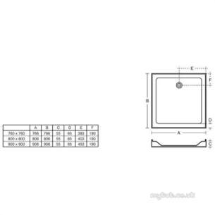 Trevi Showerworld Shower Trays -  Ideal Standard Idealite L6243 Tray 1000 X 1000 Lp Ft Wh L624301